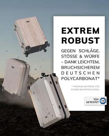 Набір валіз FERGÉ 3 шт. з жорстким корпусом та TSA-замком. Валізи-тролії (Handgepäck, L, XL). Жорсткий корпус, 4 колеса, полікарбонат, колір: Ivory-matt