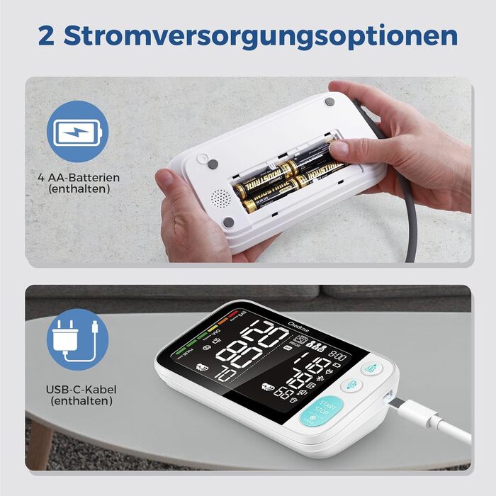 Тонометр на плече CheckMe з великим екраном, Bluetooth, виявлення аритмії, для вагітних та діабетиків, 22-45 см, чорний