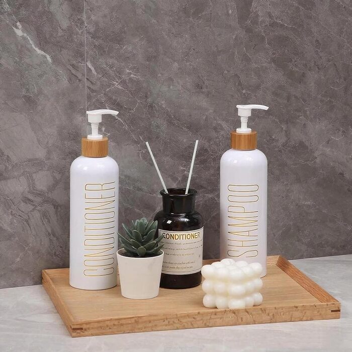 Набір флаконів для шампуню та гелю для душу, 500 мл, 3 шт. (біло-сірий)