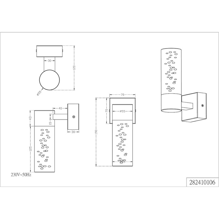 Trio Leuchten LED Bathroom Wall Light Bolsa 282410106, Chrome, Clear Acrylic with Bubbles, 3.2 Watt