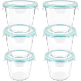 Набір контейнерів для їжі Vtopmart (15 шт.) з кришкою, скляні дозовані контейнери, для зберігання їжі, сумісні з мікрохвильовою піччю, морозильником та посудомийною машиною (6 шт. супових мисок)