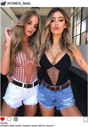 Жіночий шкіряний ремінь JasGood для джинсів та суконь, з пряжкою, чорний, розмір L (91-105 см)