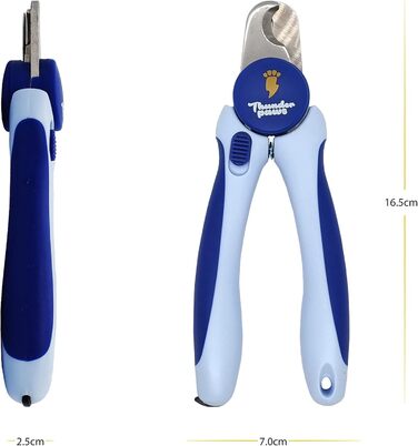 Професійна ножиця для обрізання кігтів собак із захистом, блокуванням безпеки та пилочкою (середній/великий, зелений/синій)