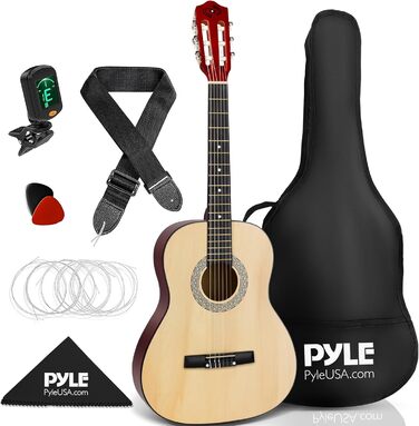 Акустична гітара Pyle для дітей та початківців, ½ розміру, комплект з чохлом, тюнером та медіатором, чорна