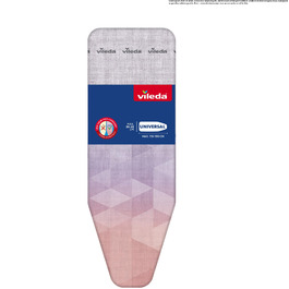 Покривало для прасувальної дошки Vileda Diamond з титановим покриттям, універсальний розмір (120-130x38-45 см), для парових прасок, сертифікат OEKO-TEX