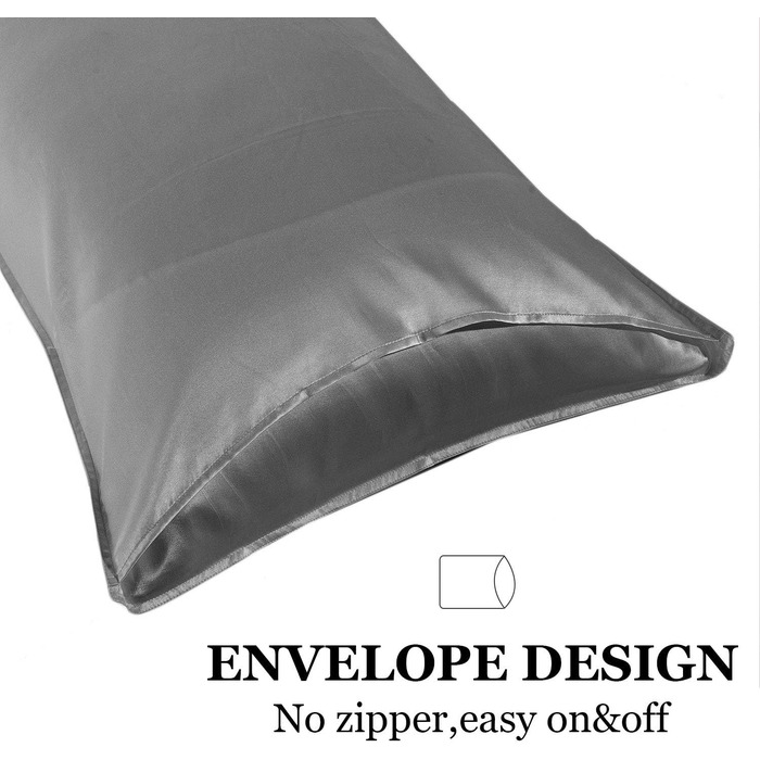 Silk 22 Momme Silk Pillowcase Set of 2, 100% Mulberry Silk Pillowcase for Hair and Skin with Envelope Closure, Soft and Smooth Silk Pillowcase, 50 x 66 cm Grey Grey 50x66cm