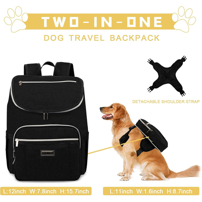 BAGLHER Рюкзак для собак, чорний - зручний для подорожей