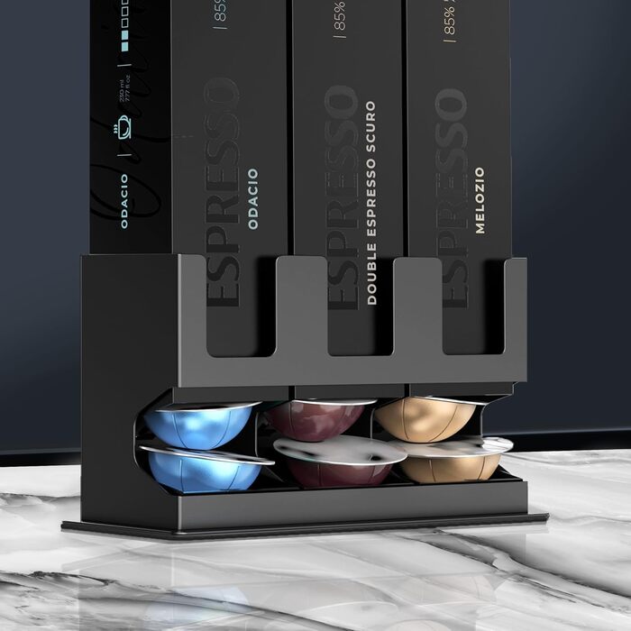 Диспенсер для капсул Nespresso Vertuo GalvanoX (3 шт.), органайзер для стільниці, сталевий, для 3 сортів кави (30 капсул)