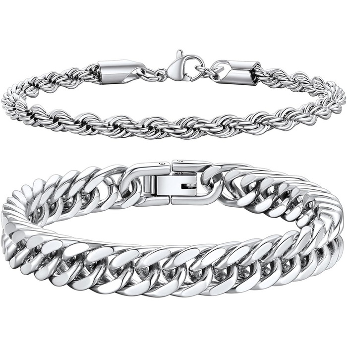 Набір браслетів для чоловіків Richsteel з нержавіючої сталі, 2 шт/3 шт, чорний/сталь/золотий, 9/8/4 мм, довжина 19/21/23 см, для подарунка