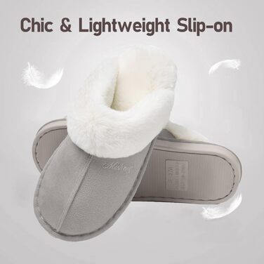Тапочки домашні Donpapa для жінок та чоловіків, зимові, теплі, з м'якою устілкою з піною пам'яті, з імітацією овечої шкури, антиковзаючі, для дому та вулиці (40.5/42 EU, світло-сірі)