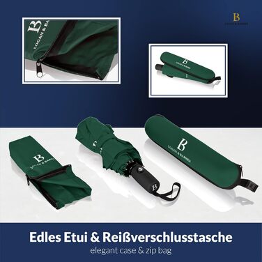 Чоловічий парасолька LOGAN & BARNES Boston: штормостійкий, з тефлоновим покриттям, темно-зелений