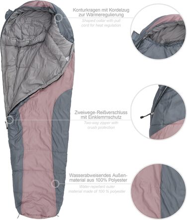 Сплячий мішок Tomorrow Mumienschlafsack Рожевий / Сірий, 230x80 см