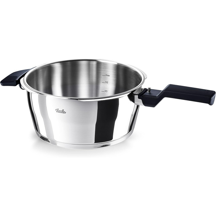 Каструля-скороварка Fissler Vitaquick 4.5 л, Ø 22 см, нержавіюча сталь, 2 режими приготування, Made in Germany, індукційна плита