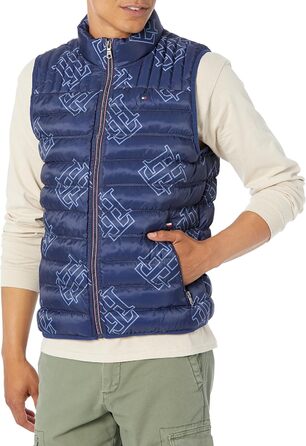 Жилет чоловічий Tommy Hilfiger з легкого пуху, стеганий, M, темно-синій з принтом