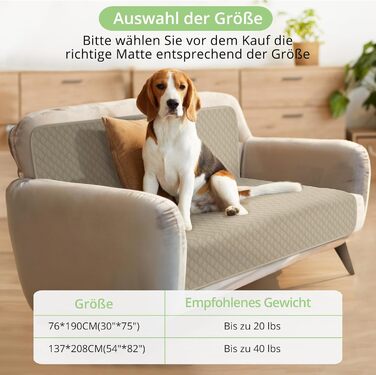 Водонепроникний килимок для собак, килимок для котів, антиковзкий, міцний, для захисту дивану, ліжка, автокрісла, можна прати в пральній машині (172 x 208 см, Хакі, M (137x208 см))