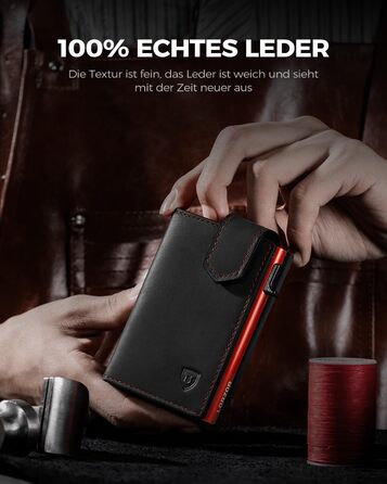 Чоловіче картхолдер LORZOR з магнітною застібкою, slim-гаманець з відділенням для монет, RFID захистом, вміщує 10 карт, smart-гаманець, червоний