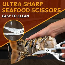 Набір кухонних ножиць DRAGON RIOT чорного кольору - професійний набір з ножицями для морепродуктів та кухонними ножицями, гострі японські ножиці для м'яса, крабів, креветок, лобстерів, трав та приготування їжі (Тьмяне срібло)