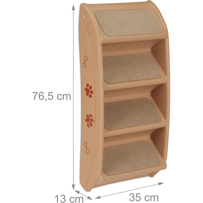 Relaxdays Dog Stairs, 4 Steps, for Small & Large Dogs, Bed & Couch, Car, Pet Stairs, HxBxT: 49 x 39 x 61 cm (beige)