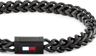 Браслет чоловічий Tommy Hilfiger з нержавіючої сталі з іконним прапором (чорний, малий). Срібний, золотий або чорний колір.
