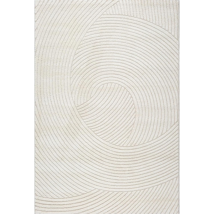 Килим Everest - сучасний короткий ворс для вітальні та спальні з ефектом висоти-глибини, 3D ефект, висока щільність ворсу та приємна м'якість, дизайн Panglao, кремовий (140 x 200 см)