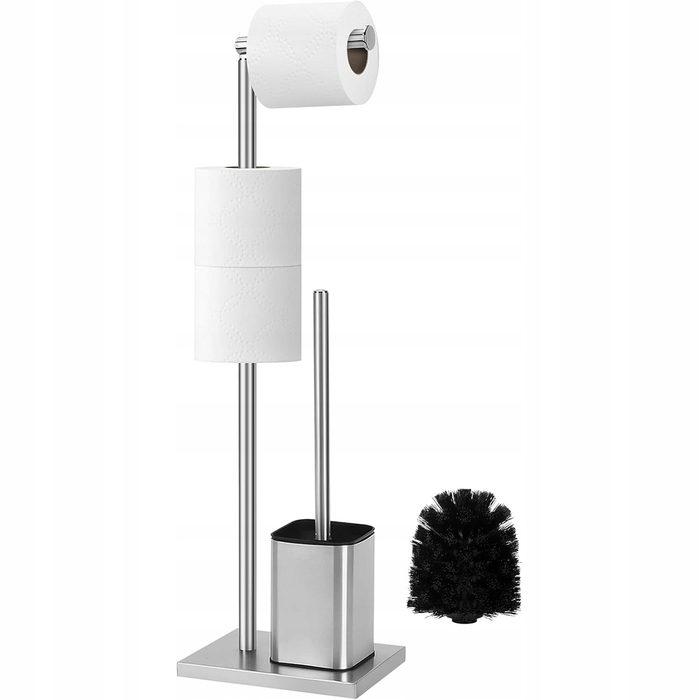 Тримач для туалетного паперу з полицею та йоржиком для унітаза, нержавіюча сталь