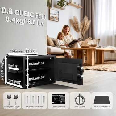 Сейф з відбитком пальця з LED-підсвічуванням – біометричний сейф з тихою системою відкривання, підсвічуванням клавіатури, з нержавіючої сталі, анти-злодійський