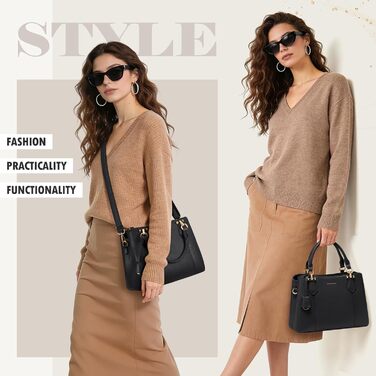 Сумка жіноча RAINSMORE середнього розміру з екошкіри, чорна. Сумка-тоут, сумка на плече, сумка через плече.