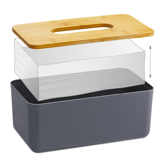 Relaxdays Tissue Box Bamboo Lid