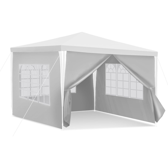 Garden Pavilion - Garden Gazebo with 6 Side Walls and Windows, Stable, UV Protection, Waterproof, Party Pavilion, Folding Garden Tent, Party Tent, for Outdoor, Garden, Party, Wedding (3x3m, White)