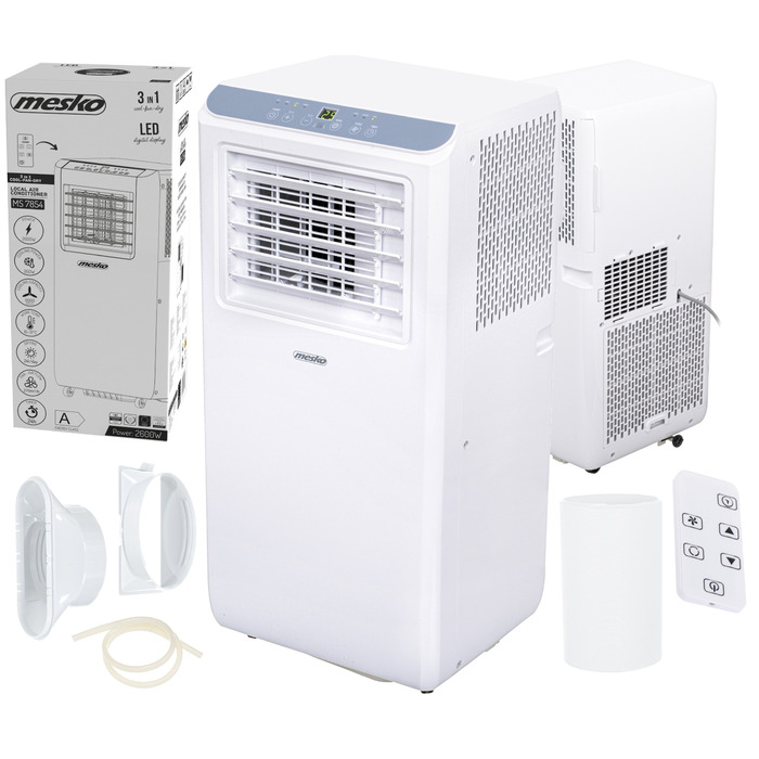 Мобільний кондиціонер-осушувач Mesko 3в1 9000BTU 2600W для приміщень до 25м² з пультом керування