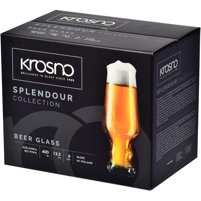 Набір склянок KROSNO Craft Bier Splendour | 6 шт., 400 мл | Для пива, вечірок, посудомийна машина