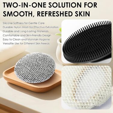 Скрабер для тіла INNERNEED з м'якого силікону, харчового класу, для душу, очищення рук, м'який пілінг, хороша піна, (Set4) Blackset