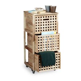 Relaxdays 3-Drawer Rolling Storage Cabinet in Walnut Finish