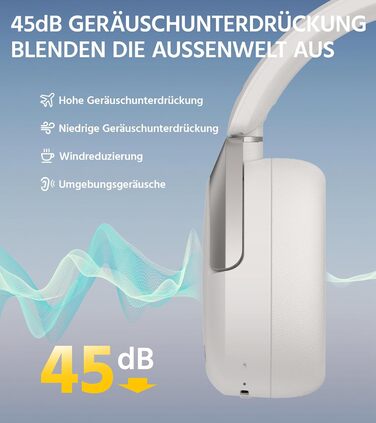 Edifier W830NB Бездротові навушники Over-Ear з ANC -45dB, 94год. акумулятор, LDAC Hi-Res звук, Spatial Audio, швидка зарядка, Bluetooth V5.4 (пісочний)