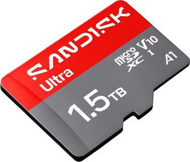 Карта пам'яті SanDisk Ultra microSDXC 1.5TB UHS-I (до 195 МБ/с, V10, U1, Class 10, A1) з SD-адаптером для смартфонів, планшетів, камер та ноутбуків