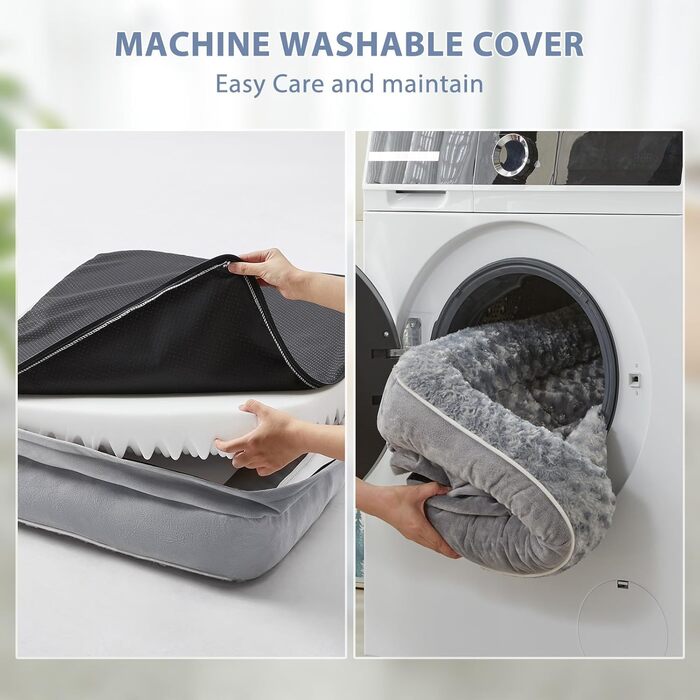 Зручне ортопедичне ліжко для собак великих порід BFPETHOME, вологостійке, з ефектом пам'яті, 106.7x76.2 см, сірого кольору