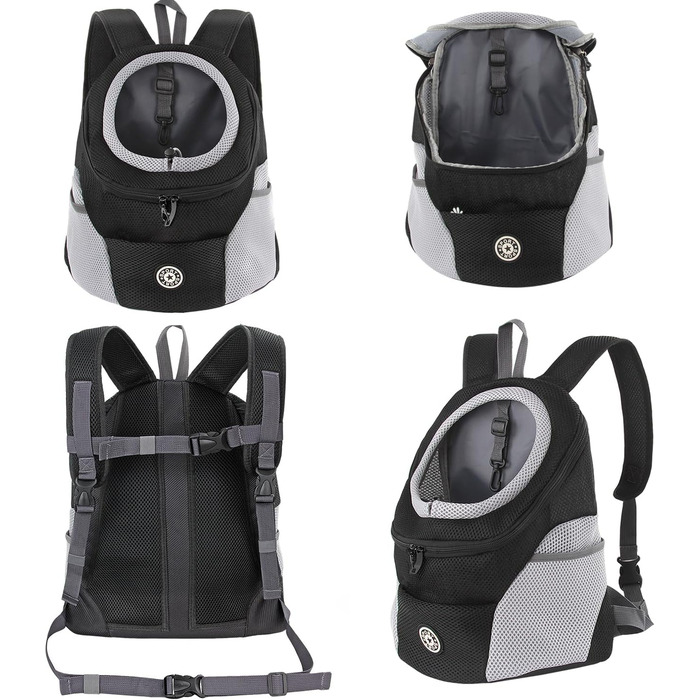 Шлейка для собак та цуценят, переноска-рюкзак для маленьких тварин, чорна (L)