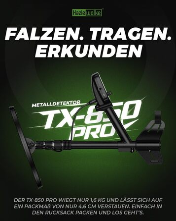 Металошукач професійний для дорослих Metalldetektor з 13'' водонепроникною котушкою DD, частота 19.23 кГц для пошуку срібла та золота, регульована балансування ґрунту, 3 режими пошуку, глибина виявлення 12''