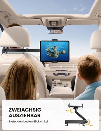 Тримач для планшету Lamicall у автомобільну підголівник - надійне кріплення, сумісний з iPad, smartphone, Switch, Samsung Tab (4.7-13 дюймів)