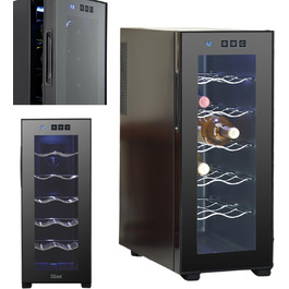 Виставковий винний холодильник Zilan на 12 пляшок, 33 літри, LED, тихий, міні-винний кліматичний шкаф з дверцятами зі скла