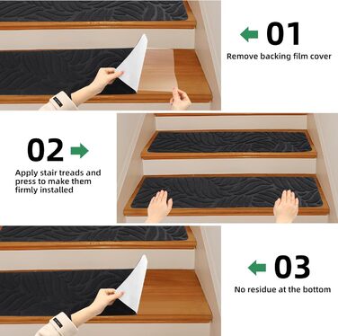 Килимки на сходи YISUN 15 шт., самоклеючі, антиковзні, 20x65 см (Сірий). Для дітей, літніх людей та собак. Для внутрішнього та зовнішнього використання.