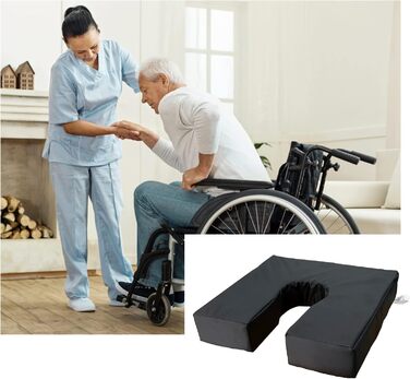 Gar Medical Visco-Druckentlastungskissen, Horseshoe Shape, Waterproof and Breathable, Visco Foam, Cushion for Hemorrhoids and Tailbone Pain, Unisex, Orthopedic Pillow