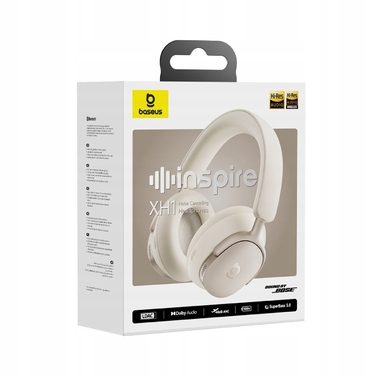 Навушники Baseus Inspire XH1, білі, накладні, Bluetooth 6.1, ANC