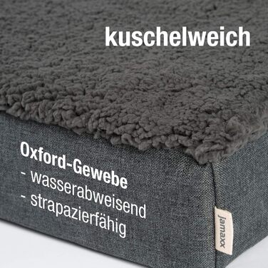 JAMAXX Orthopedic Dog Mattress Washable Cover - Mat with Memory Foam - Oxford Fabric Water-Repellent with Sheepskin Cover - Cozy Dog Bed PDB1012 (L) 120x73 DKL-gray