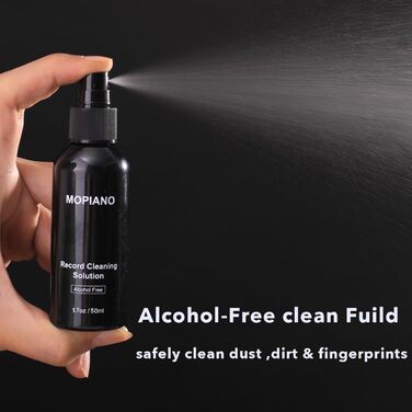 Набір для чищення вінілових платівок Mopiano: повний 4-в-1 очищувач для платівок, з м'якою замшевою щіткою, рідиною для чищення LP, щіткою для картриджів та нейлоновою щіткою