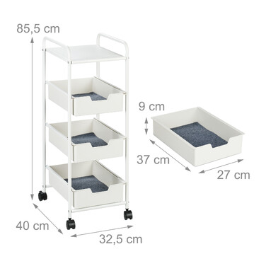 Relaxdays rolling cart with 3 tiers and a storage shelf