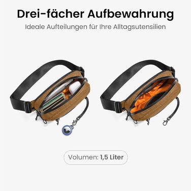 tomtoc Anti-Diebstahl Sling Bag 3,5L: Сумка на плече, Crossbody для чоловіків та жінок з RFID-захистом | для Switch, iPad mini | Водовідштовхувальна, EDC, Подорожі, щоденне використання | X-pac, Колір: Коричневий