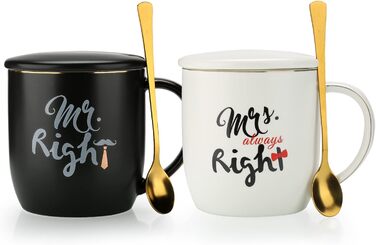 Coffee mugs with the inscription 'Mr and Mrs', wedding gift for bride and groom, bridal party, engagement gift, anniversary gift, for couples, 340 ml, ceramic-marble mugs