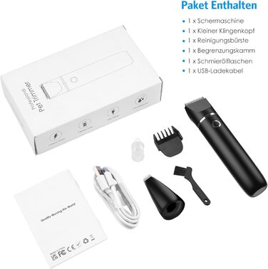 Набір для стрижки собак та котів 2-в-1 Brifit, триммер для лап, тиха, водонепроникна IPX7, професійна стрижка тіла, лап, очей, вух, обличчя, білий (чорний)