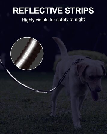 Тактична повідок для собак Joytale, еластична повідок з 2 м'якими ручками, страхувальний ремінь для автомобіля, повідок без натягу для собак середніх, великих та екстра-великих порід (1.2м-1.8м, коричнева)